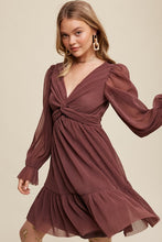 Red Bean Twist Front Pleated Mesh Mini Dress