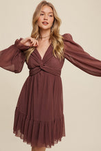 Red Bean Twist Front Pleated Mesh Mini Dress