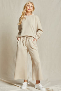 Taupe Solid Textured Matching Set