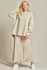Taupe Solid Textured Matching Set
