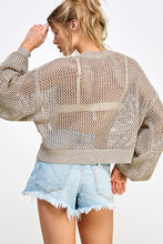 Taupe/Gold Metallic Thread Oversized Knit Top