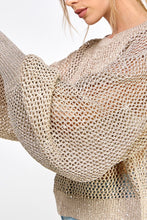 Taupe/Gold Metallic Thread Oversized Knit Top