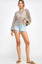 Taupe/Gold Metallic Thread Oversized Knit Top