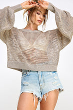 Taupe/Gold Metallic Thread Oversized Knit Top