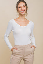 Ivory V Neckline Yarn Long Sleeve Body Suit