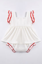 White Sailing Boat Applique Ruffle Baby Romper