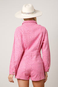 Pink Sequin Utility Romper