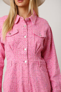 Pink Sequin Utility Romper