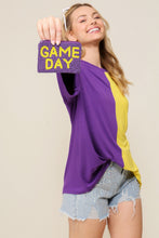 Purple/Yellow Combo Game Day Multi Color Knit Top
