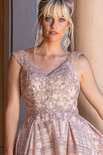 Rose Gold V Neck Glitter Print Cocktail Dress