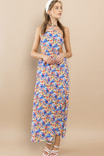 Blue Flower Floral Halter Neck Maxi Dress