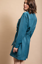 Lagoon Long Sleeve Shirt Dress with Waist Tie