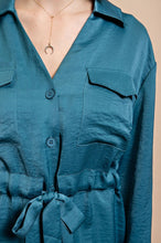 Lagoon Long Sleeve Shirt Dress with Waist Tie