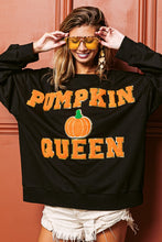 Black Pumpkin Queen Letter And Patch Sweatshirt