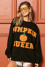 Black Pumpkin Queen Letter And Patch Sweatshirt