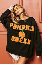 Black Pumpkin Queen Letter And Patch Sweatshirt