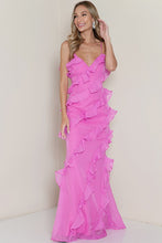 Pink Sleeveless Ruffle Layered Maxi Dress