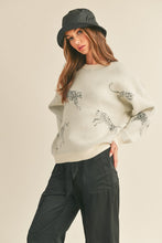 Ivory Cream Leopard Knit Sweater