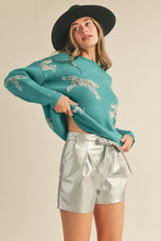Alpine Green Leopard Knit Sweater