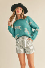 Alpine Green Leopard Knit Sweater