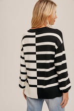 Black/White Color Block Stripe Oversized Pullover