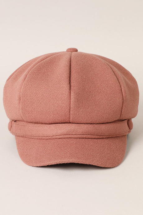 Dusty Pink Solid Color Casual Newsboy Cap Cabbie Hat
