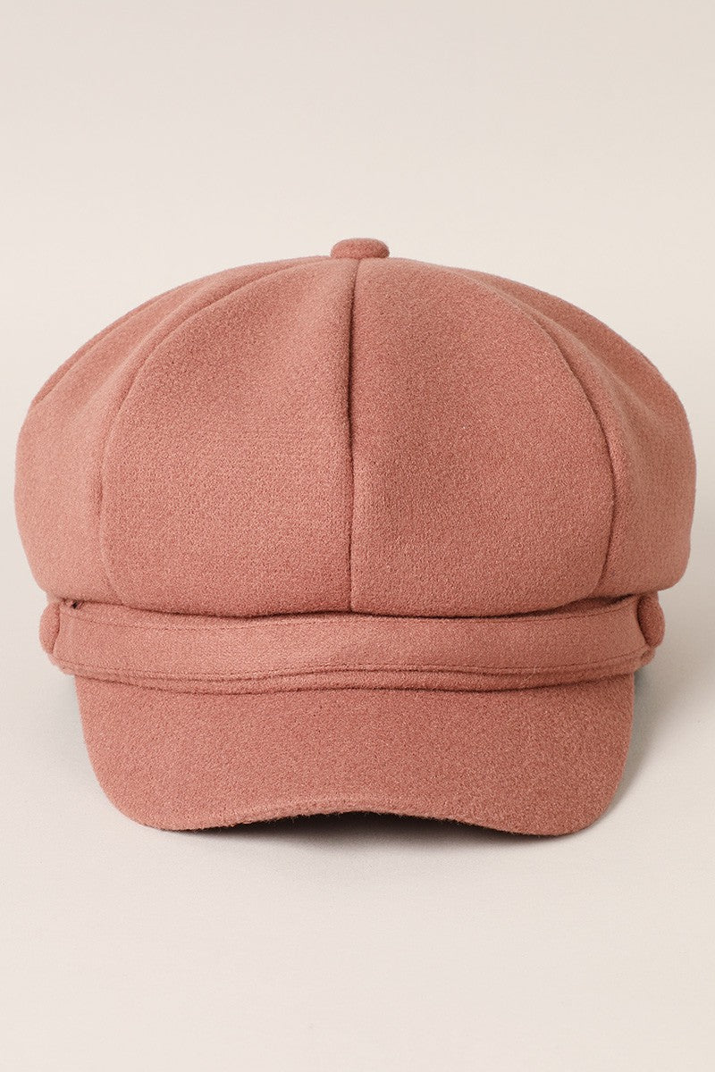 Dusty Pink Solid Color Casual Newsboy Cap Cabbie Hat