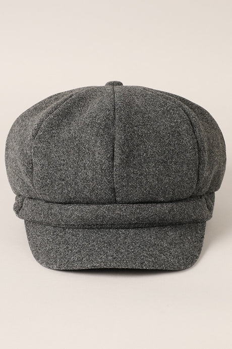 Charcoal Solid Color Casual Newsboy Cap Cabbie Hat