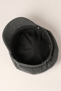 Charcoal Solid Color Casual Newsboy Cap Cabbie Hat