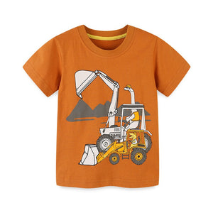 Orange Boy's Construction Car Print Tee