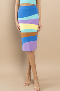 Lilac Multi Stripe Jacquard Pencil Skirt