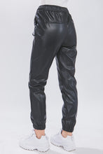 Black PU Faux Leather Jogger Pants
