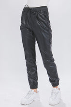 Black PU Faux Leather Jogger Pants