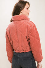 Terra Corduroy Semi-Cropped Zip Up Jacket With Pockets