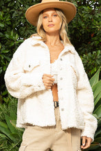 Cream Oversize Sherpa Fleece Pockets Button Down Jacket