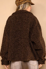 Dark Chocolate Oversize Sherpa Fleece Pockets Button Down Jacket