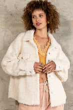 Cream Oversize Sherpa Fleece Pockets Button Down Jacket