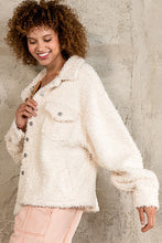 Cream Oversize Sherpa Fleece Pockets Button Down Jacket