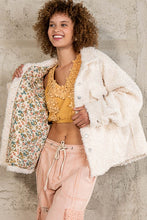 Cream Oversize Sherpa Fleece Pockets Button Down Jacket