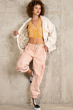 Cream Oversize Sherpa Fleece Pockets Button Down Jacket