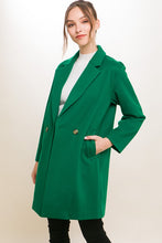 Green Lapel Collared Double Breasted Full Coat