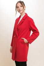 Red Lapel Collared Double Breasted Full Coat
