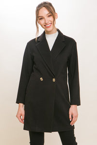 Black Lapel Collared Double Breasted Full Coat