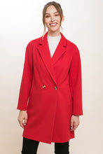 Red Lapel Collared Double Breasted Full Coat