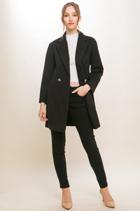 Black Lapel Collared Double Breasted Full Coat