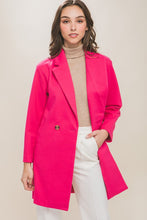 Fuchsia Lapel Collared Double Breasted Full Coat