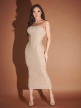 Gold Rhinestone Midi Dress