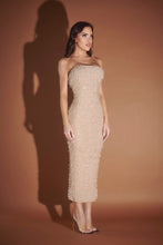 Gold Rhinestone Midi Dress