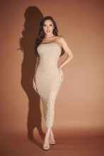 Gold Rhinestone Midi Dress