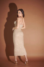 Gold Rhinestone Midi Dress